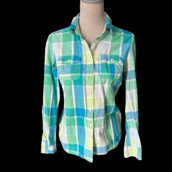TOMMY HILFIGER Women’s Cotton Plaid Shirt - Size Medium - Picture 2 of 9